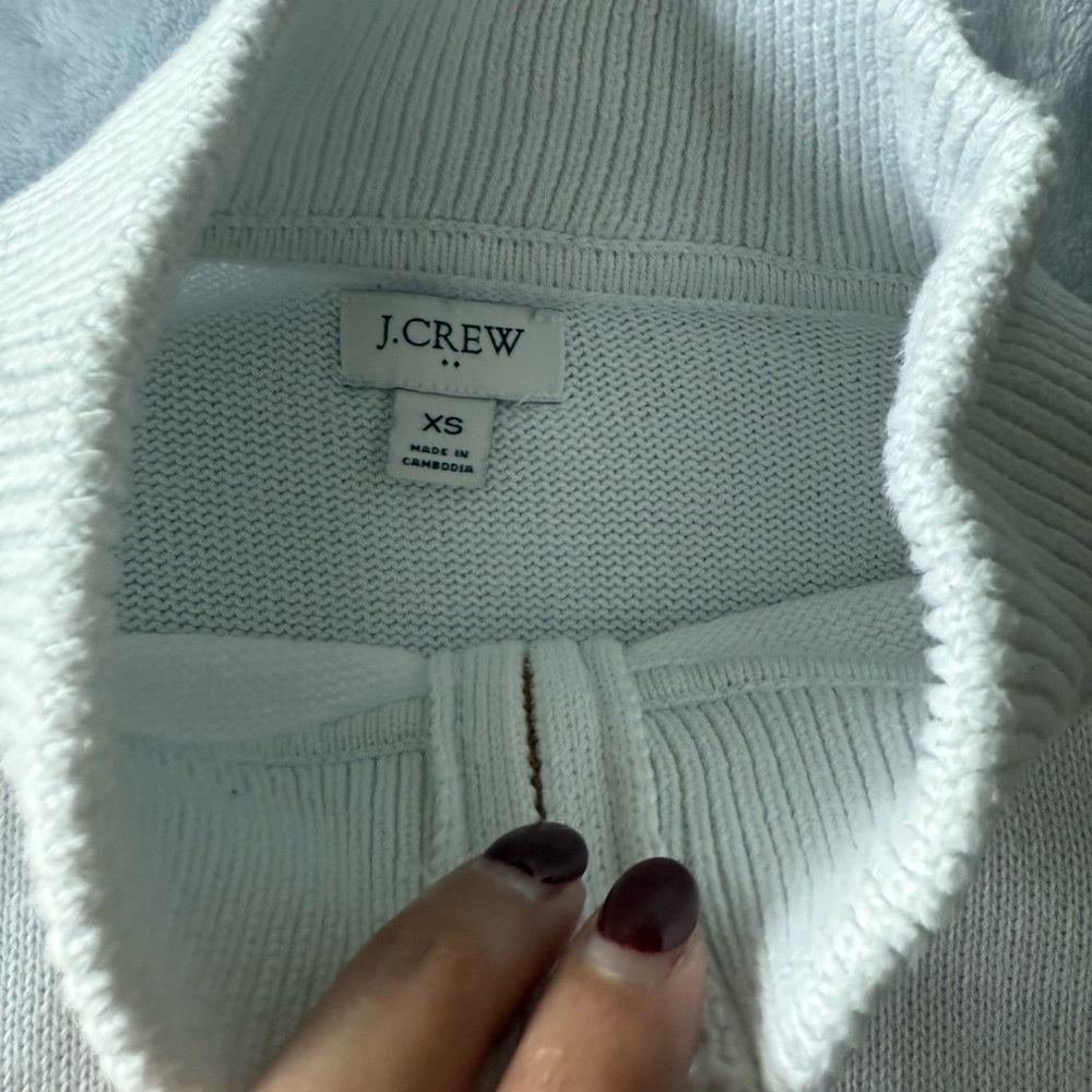 J.Crew Factory Striped Black and White Women's Sweater with Pearl Zipper - Picture 6 of 9